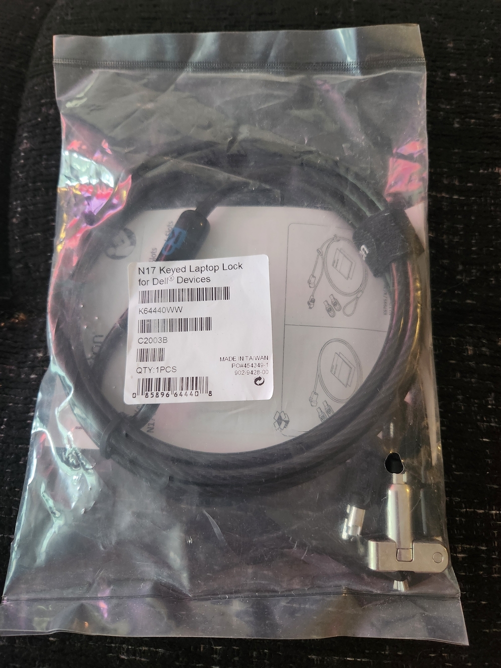 BNIB Dell N17 Keyed Laptop Security Cable - Black